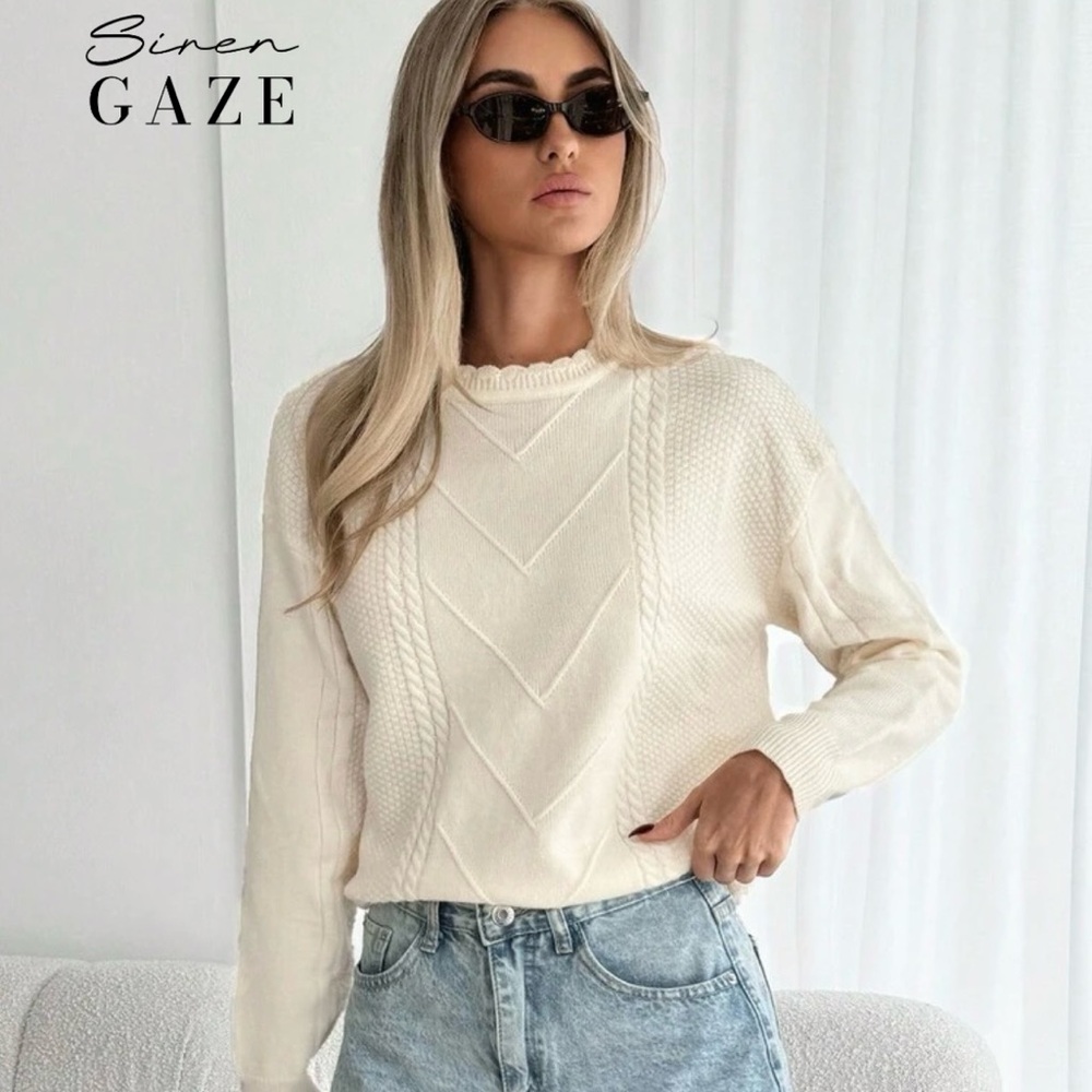 Siren Gaze Cream Cable Knit Sweater